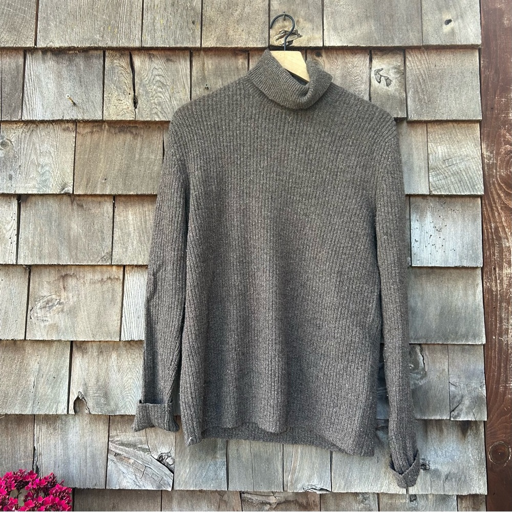 Men's Medium Tall Wool Turtleneck Sweater - Banana Republic Brown